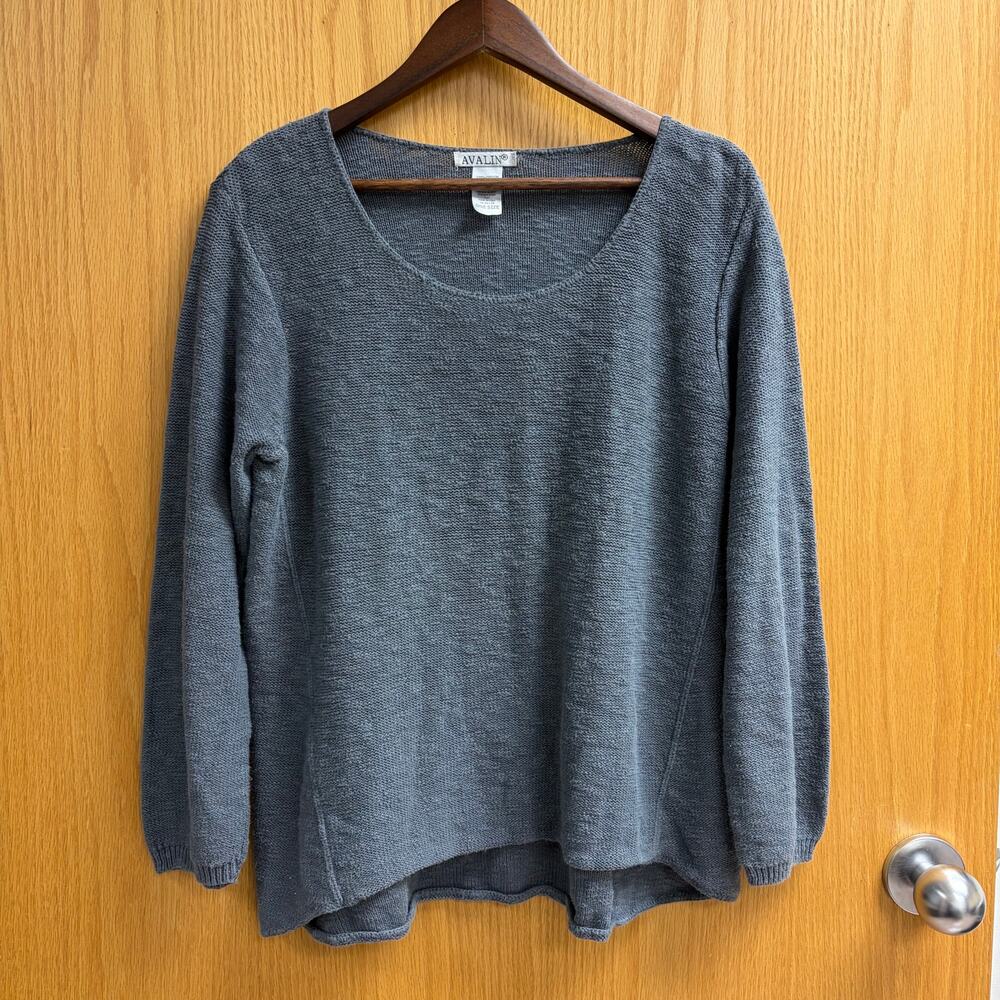 Avalin 100% Cotton Classic Slub Knit Pullover Lagenlook Minimalist Boho Large